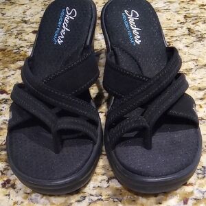 Skechers Black Strappy Memory Foam Sandals